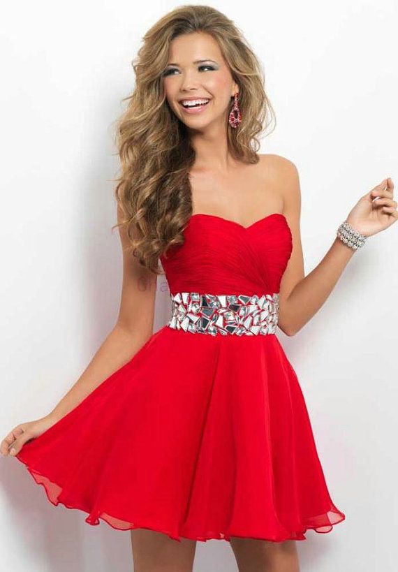 Red Short Prom Dress-red Homcoming Dress- Strapless Dresses ...